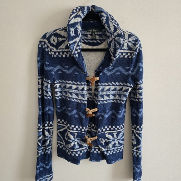 Ralph Lauren Jeans Sweater Jacket Aztec southwest print toggle closure size S - Picture 1 of 7